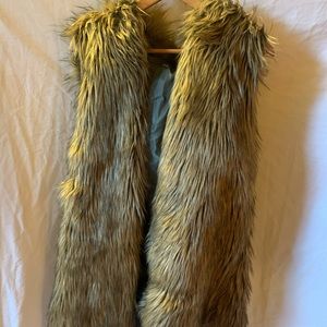 Urban Outfitters Faux Fur Vest in Taupe/Brown